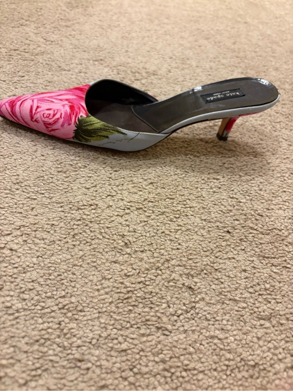 Vintage Kate Spade New York Satin Floral Print Kitten Heels Shoes Size 6 - Picture 3 of 6